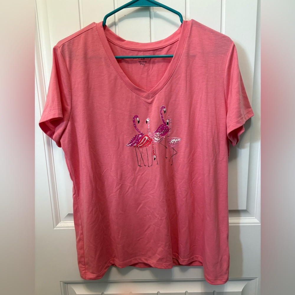 Casey Key Pink Flamingo Graphic T-Shirt. Size PXL.